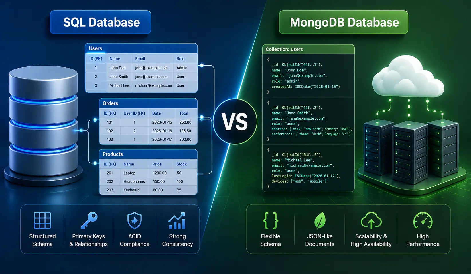 SQL vs MongoDB Architecture Comparison